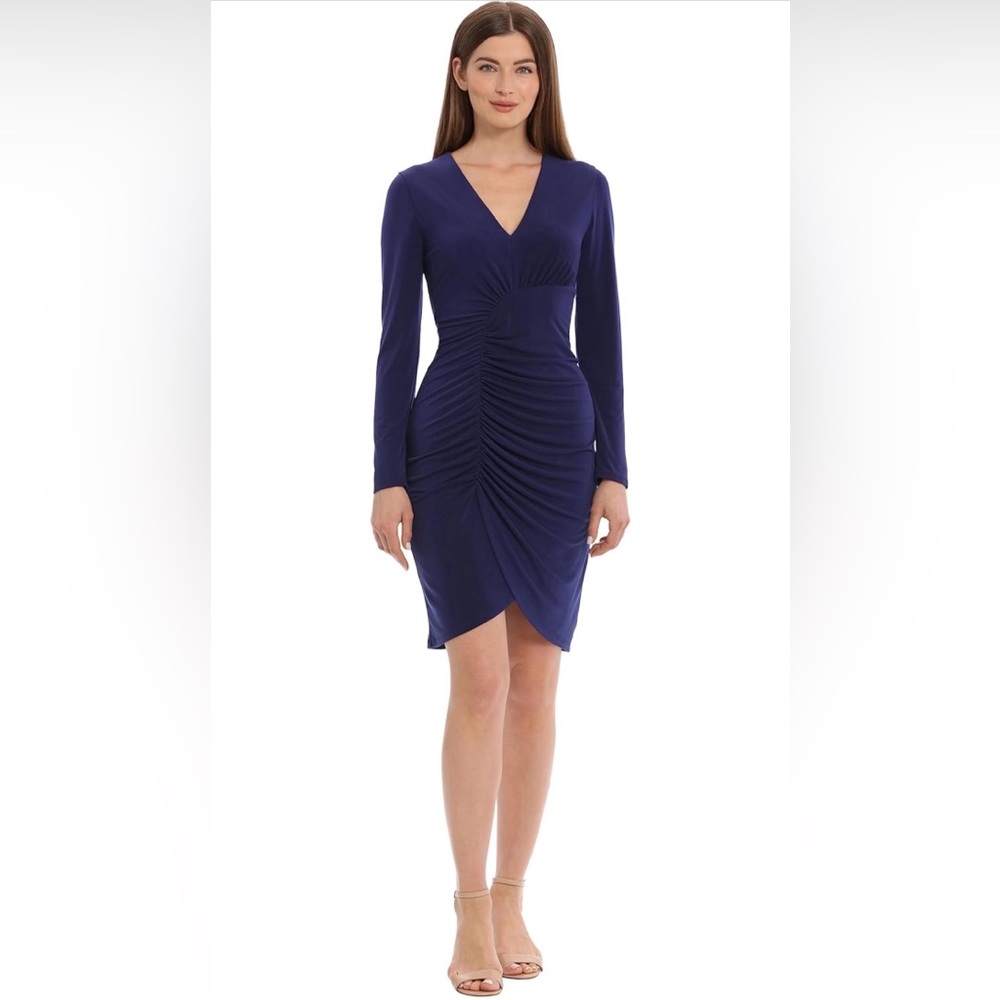 Maggy London Curved Seam and Shirring Detailed Dress Event Occasion Party